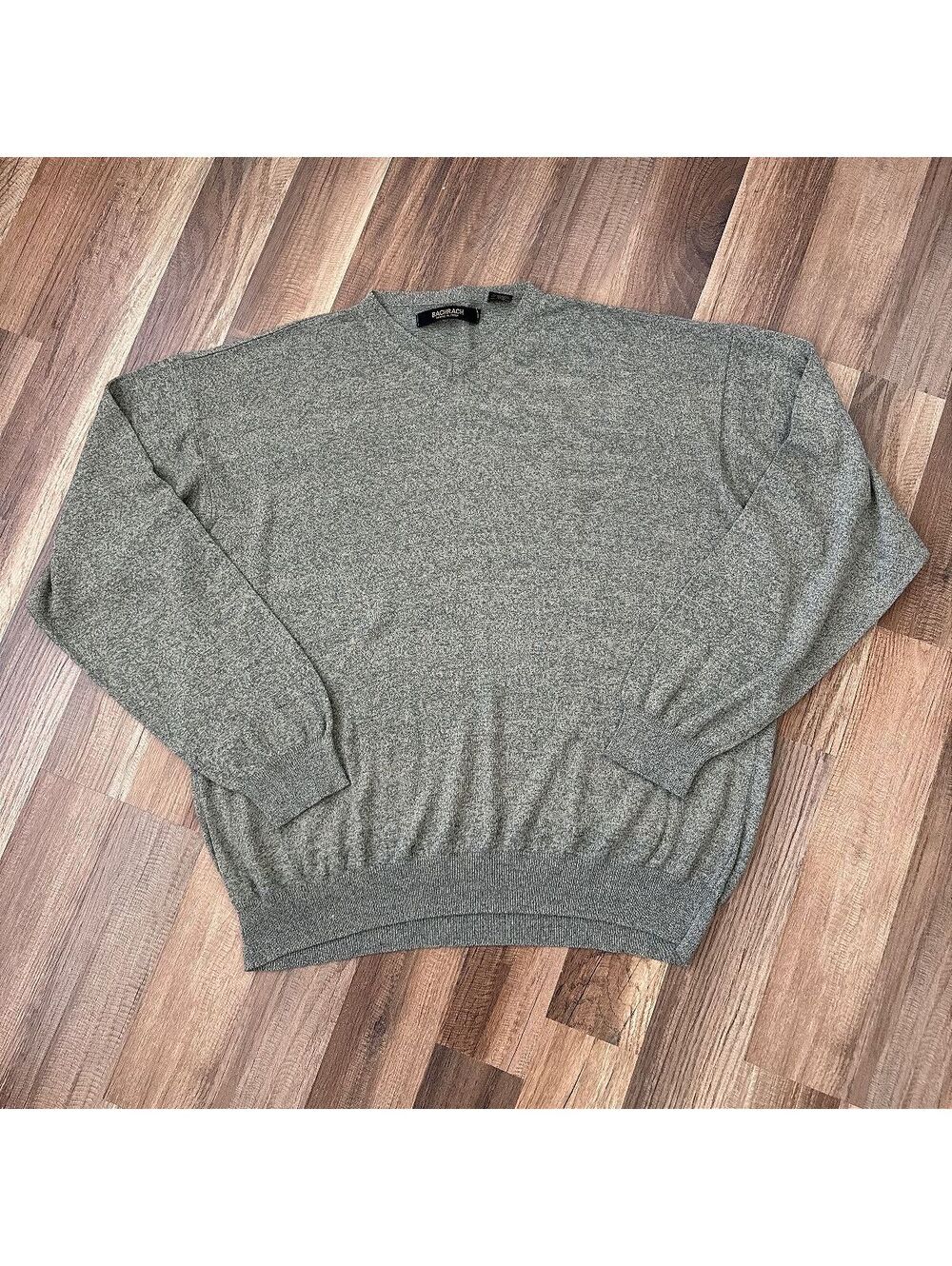 Bachrach Made in Italy Gray Wool Blend V-Neck Sweater Men’s Large